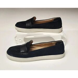 Life Stride Women's Transport Slip-On Black Faux Suede Loafer Shoes Size 8.5M